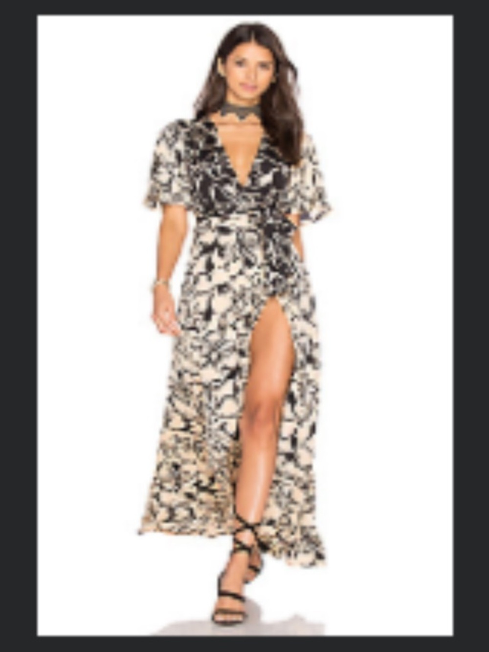 House of Harlow 1960 Apricot Abstract Floral Maxi Dress